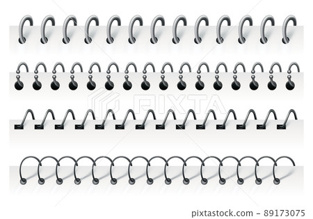 Notebook spirals, wire steel ring bindings and springs for diary. Spiral binder or ringed for paper calendar. Can use as page or notepad divider Notebook spirals, wire steel ring bindings and springs for diary. Spiral binder or ringed for paper calendar. Can use as page or notepad divider 89173075