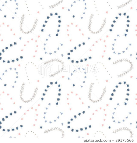 Bohemian style rainbow, stars, polka dot seamless pattern, simple cartoon vector illustration, repeat ornament in tender trendy pastel color for children, nursery decor, poster, textile, gift paper 89173566