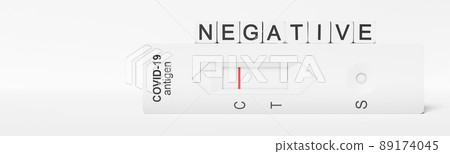 Negative test result by using rapid test device for COVID-19. 3d illustration Negative test result by using rapid test device for COVID-19. 3d illustration 89174045