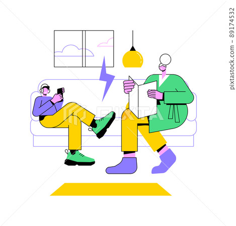 Generation gap abstract concept vector illustration. Difference in beliefs, politics and values, young people, parents and grandparents, generation conflict, society development abstract metaphor. 89174532