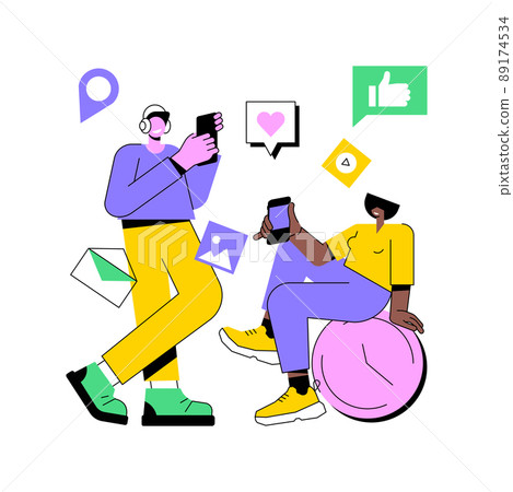 Generation Z abstract concept vector illustration. Hyper-connected world, childhood with tablet, mobile device, social media, mobile banking, personal finance, young people abstract metaphor. 89174534