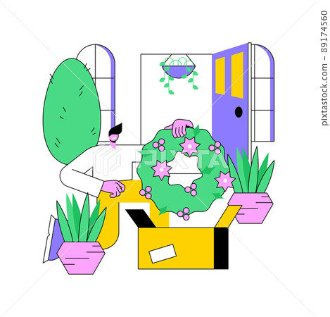 Seasonal planters abstract concept vector illustration. Garden decoration ideas, holiday planter, landscape designer, front door, subscription and delivery, planting flowers abstract metaphor. 89174560
