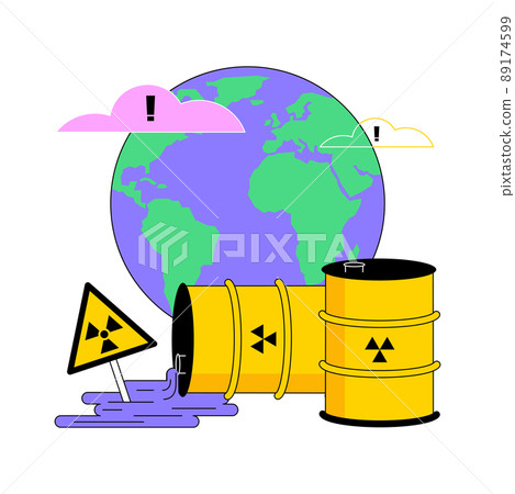 Radioactive pollution abstract concept vector illustration. Radioactive hazardous waste, toxic trash, radiation hazard, environmental problem, dangerous products disposal abstract metaphor. Radioactive pollution abstract concept vector illustration. Radioactive hazardous waste, toxic trash, radiation hazard, environmental problem, dangerous products disposal abstract metaphor. 89174599