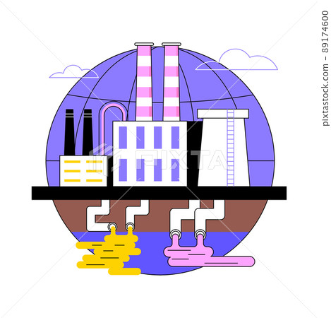Groundwater pollution abstract concept vector illustration. Groundwater contamination, underground water pollution, chemical pollutant in soil, landfill, purification system abstract metaphor. 89174600