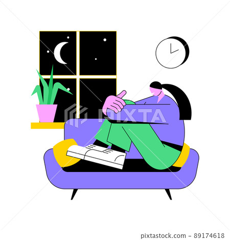 Sleep disturbances abstract concept vector illustration. Insomnia treatment, clinical diagnostic, digital overload, sleeping disorder, alerted pattern, rem, mental health abstract metaphor. 89174618