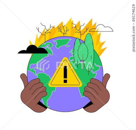 Wildfires abstract concept vector illustration. Forest fires, firefighting, wildfires cause, wild animals loss, global warming consequence, natural disaster, hot temperature abstract metaphor. 89174629