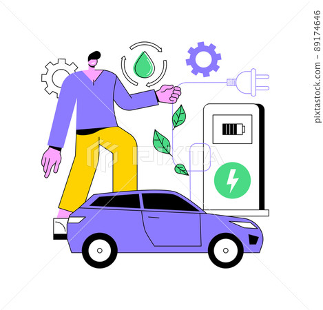 Alternative fuel abstract concept vector illustration. Advanced fuels, chemically stored electricity, non-fossil sources, renewable green energy, electric hybrid car, charging abstract metaphor. Alternative fuel abstract concept vector illustration. Advanced fuels, chemically stored electricity, non-fossil sources, renewable green energy, electric hybrid car, charging abstract metaphor. 89174646