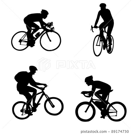 bicyclists silhouettes - vector illustration bicyclists silhouettes - vector illustration 89174730