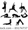 yoga workout silhouettes - vector 89174737