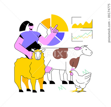 Holistic management abstract concept vector illustration. Domestic livestock herds strategy, ecosystem function improvement, biodiversity building, land manager abstract metaphor. 89174775