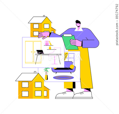 Real estate photography abstract concept vector illustration. Property photography services, realty agency advertisement, house preparation, photo editing, online listing abstract metaphor. 89174792