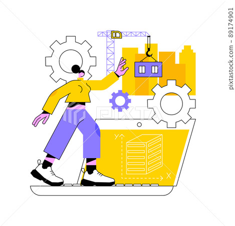 Building information modeling abstract concept vector illustration. Collaborative construction, construction project management, 3D model-based process, operational information abstract metaphor. 89174901