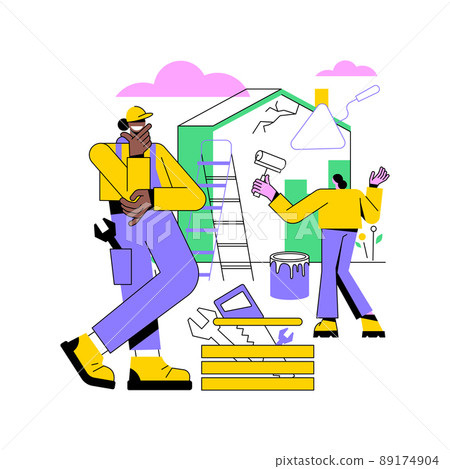 House renovation abstract concept vector illustration. Property remodeling ideas and tips, construction services, potential buyer, house listing, renovation design project abstract metaphor. 89174904