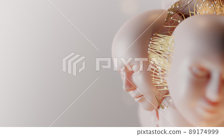 Abstract background. Overlapping people head and fasten with golden net. Abstract background. Overlapping people head and fasten with golden net. 89174999