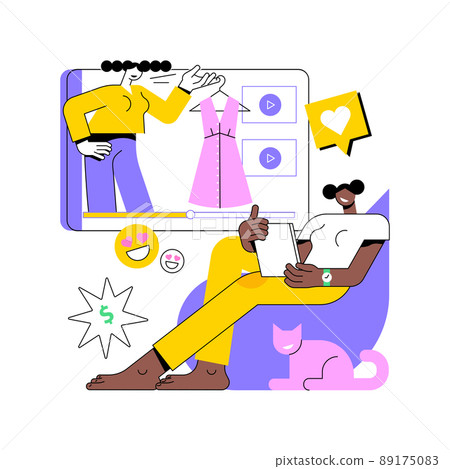 Fashion blog abstract concept vector illustration. Fashion video blog, shopping sprees, social media blogging, brand promotion, style expert, influencer marketing, latest trends abstract metaphor. 89175083