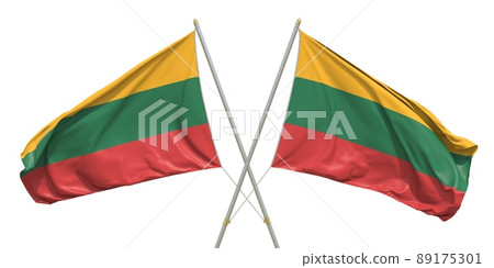 Isolated flags of Lithuania on white background. 3D rendering 89175301