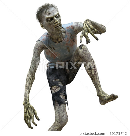 Zombie male isolated white background 3d illustration 89175742