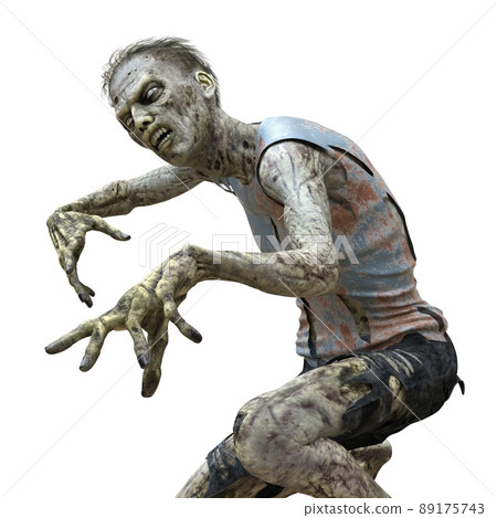 Zombie male isolated white background 3d illustration 89175743