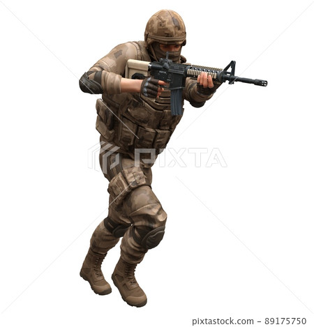 Soldier with a machine gun isolated white background 3d illustration Soldier with a machine gun isolated white background 3d illustration 89175750