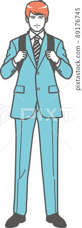 年輕的全身背著商務背包 年輕的全身背著商務背包 89176745