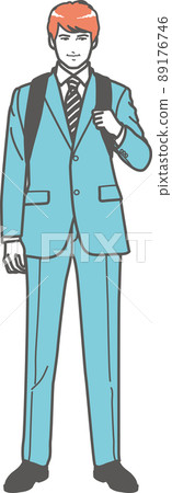 Young whole body carrying a business backpack Young whole body carrying a business backpack 89176746