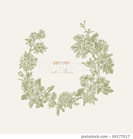 Wreath with flowering branches. 89177017