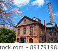 Chimney and cherry blossoms at Sapporo Beer Garden 89179198