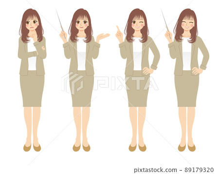 職業女性插圖集,米色西裝,棕色頭髮 職業女性插圖集,米色西裝,棕色頭髮 89179320