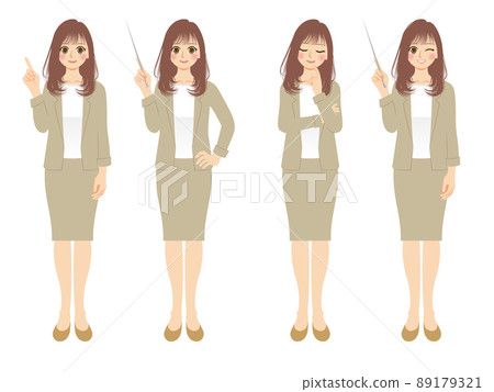 職業女性插圖集,米色西裝,棕色頭髮 職業女性插圖集,米色西裝,棕色頭髮 89179321