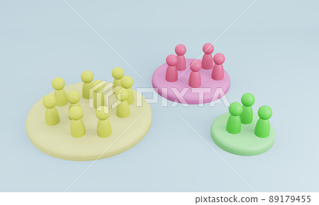 3D multiple groups people 3D multiple groups people 89179455