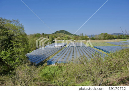 排列著乙烯樹脂房屋的山陰島根田園風光 89179712