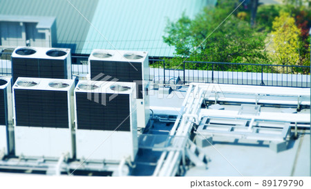 Outdoor unit above the building Tilt shift Outdoor unit above the building Tilt shift 89179790