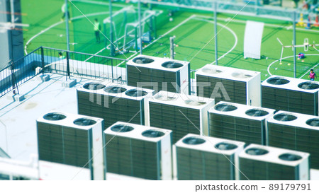 Outdoor unit above the building Tilt shift Outdoor unit above the building Tilt shift 89179791