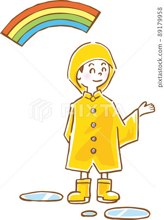 Image illustration of a boy wearing a raincoat... - Stock Illustration ...