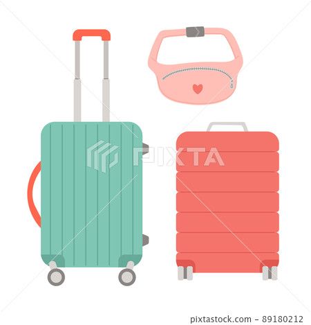 Summer bag, set of suitcases flat design, vector Summer bag, set of suitcases flat design, vector 89180212