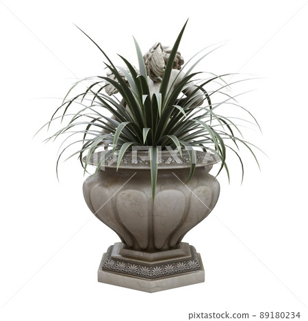 Park sculpture boy with a vase isolated on white background 3d illustration 89180234
