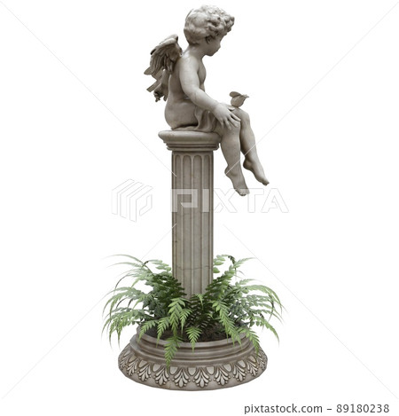 Park sculpture boy with a vase isolated on white background 3d illustration Park sculpture boy with a vase isolated on white background 3d illustration 89180238