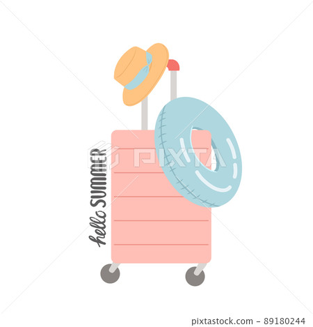 Hello summer baggage and travel elements vector 89180244