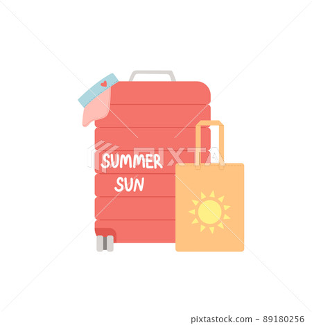 Hello summer baggage and travel elements vector 89180256