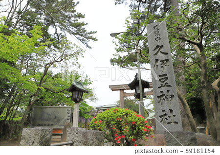 久津神社、三柱鳥居和紫藤花 89181154
