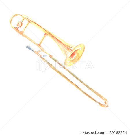 用水彩畫的長號插圖 89182254