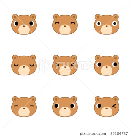 Bear face icon set with main line Bear face icon set with main line 89184787