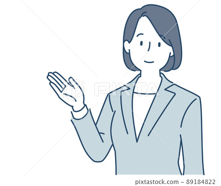 A woman in a suit to introduce 89184822