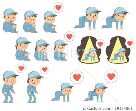 Frustrated and broken hearted male and female worker set 89184861