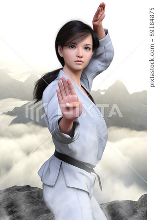 一位黑髮女子，武功出眾，在落基山頂訓練 89184875