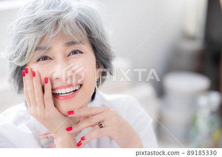 Senior woman portrait of a gray-haired woman 89185330