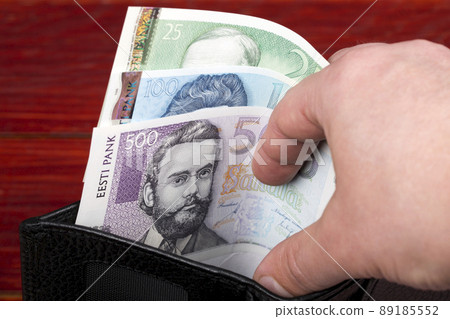 Estonian money in the black wallet. Estonian money in the black wallet. 89185552