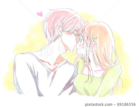 Men and women trying to kiss 89186356