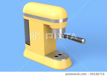Espresso coffee machine with a horn on blue background. 89186718
