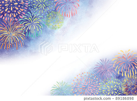 Colorful fireworks watercolor frame Colorful fireworks watercolor frame 89186898